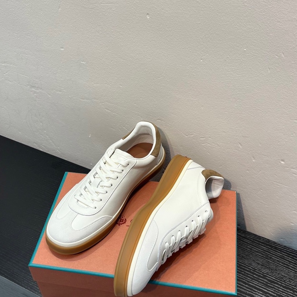 Loro Piana Tennis Walk Sneakers Classic WhiteLaced Shoes - Picture 3 of 8